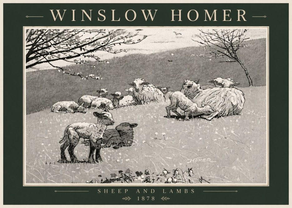 Winslow Homer Sheep and Lambs No6 - Plakat