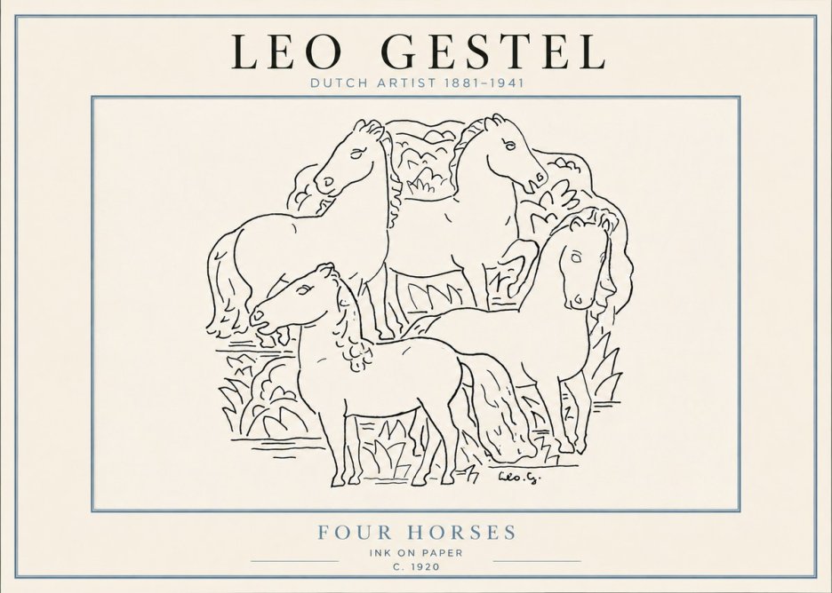 Leo Gestel Four Horses No4 - Plakat