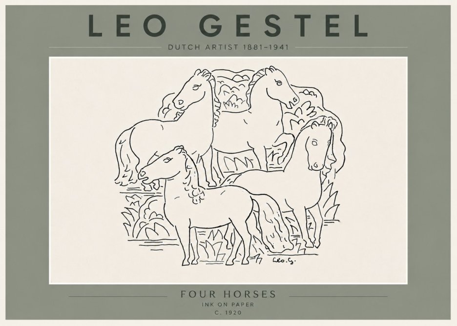 Leo Gestel Four Horses No6 - Plakat