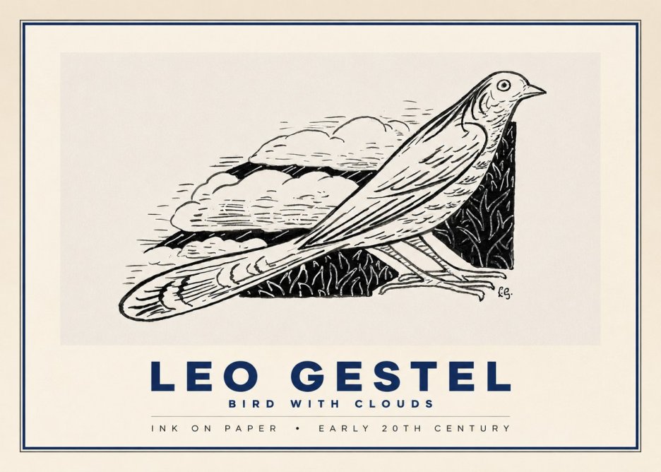 Leo Gestel Bird with Clouds No2 - Plakat