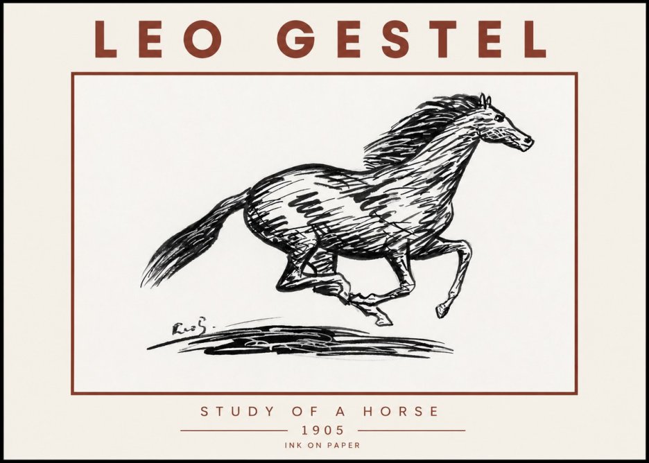 Leo Gestel Study of a Horse No5 - Plakat