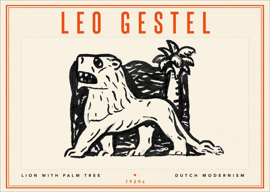 Leo Gestel Lion with Palm Tree No4 - Plakat