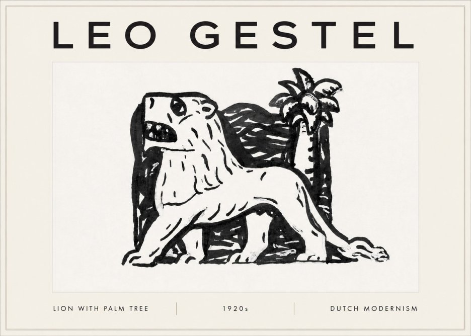 Leo Gestel Lion with Palm Tree No5 - Plakat