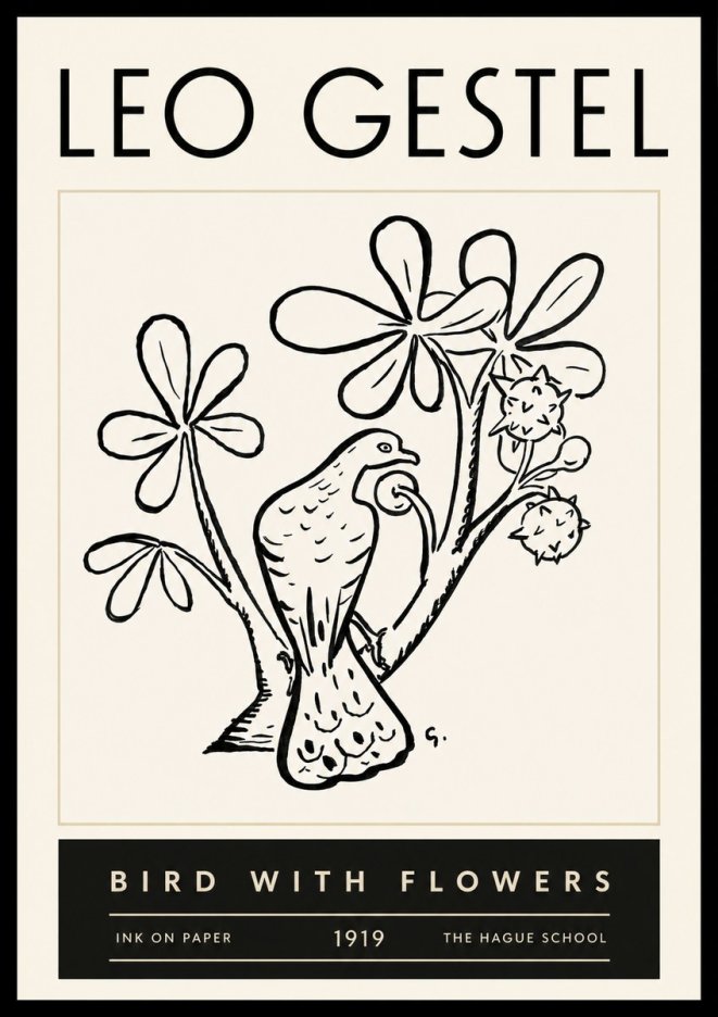 Leo Gestel Bird with Flowers No6 - Plakat