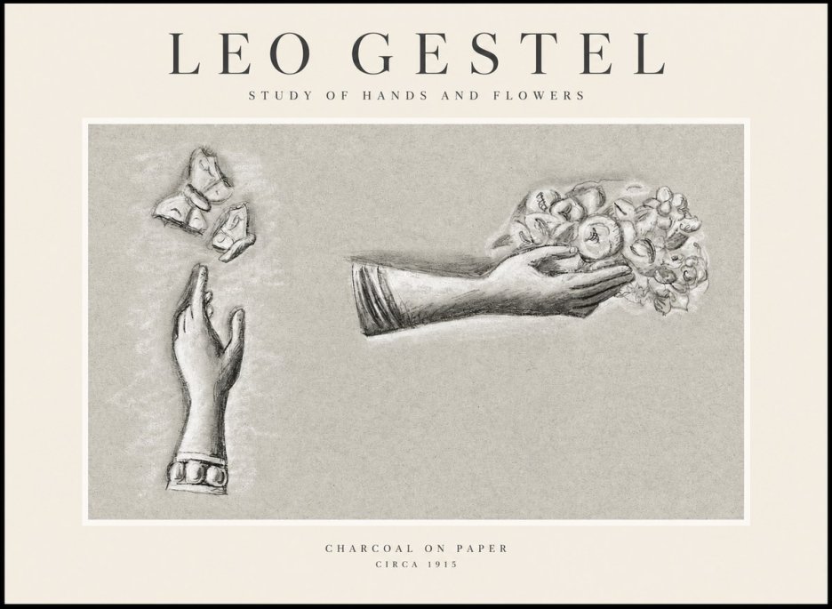 Leo Gestel Study of Hands and Flowers No1 - Plakat