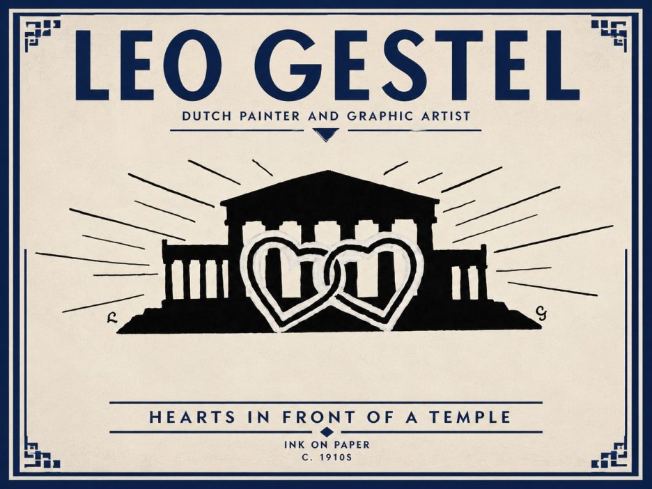 Leo Gestel Hearts in Front of a Temple No3 - Plakat
