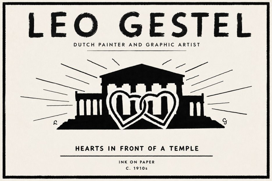 Leo Gestel Hearts in Front of a Temple No6 - Plakat