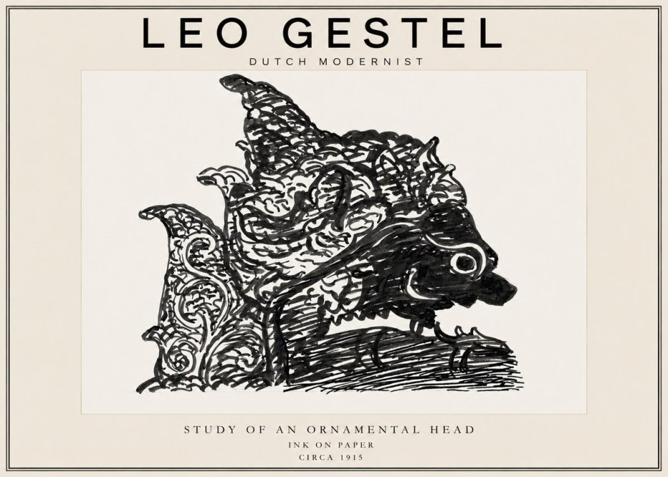 Leo Gestel Study of an Ornamental Head No3 - Plakat