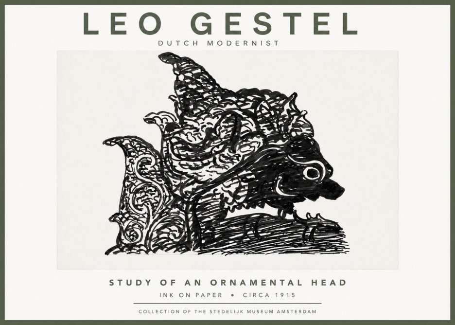 Leo Gestel Study of an Ornamental Head No5 - Plakat