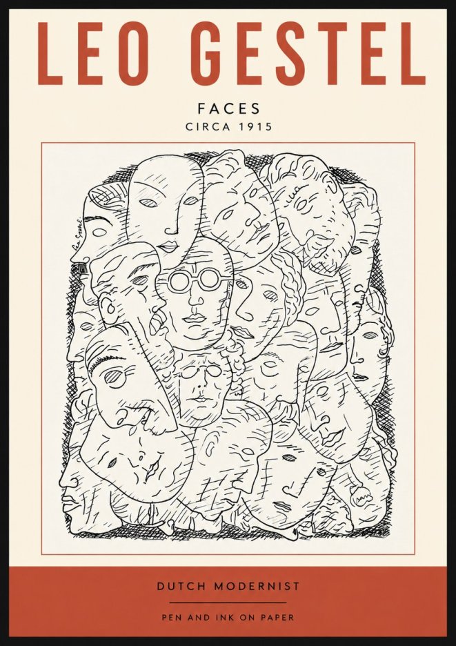 Leo Gestel Heads Ink Drawing No5 - Plakat