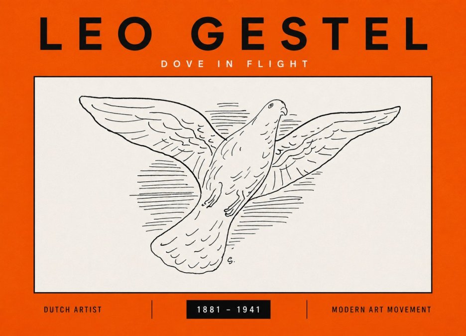 Leo Gestel Dove in Flight No5 - Plakat