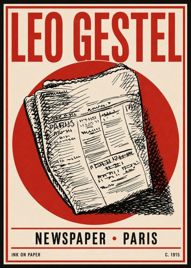 Leo Gestel Newspaper - Paris No4 - Plakat