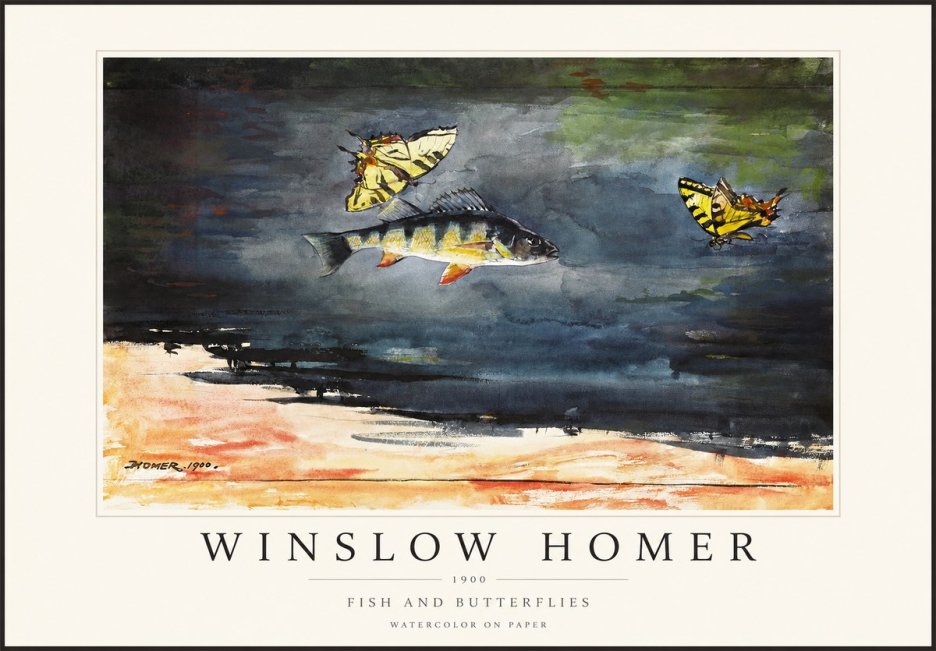 Winslow Homer Fish and Butterflies No1 - Plakat