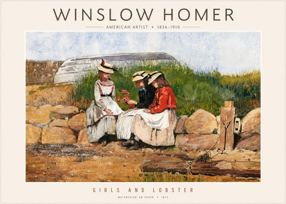 Winslow Homer Girls and Lobster No4 - Plakat