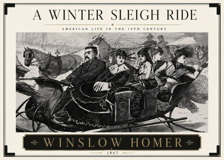 Winslow Homer A Winter Sleigh Ride - American Life in the 19Th Century No5 - Plakat
