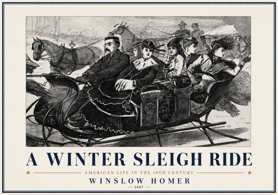 Winslow Homer A Winter Sleigh Ride - American Life in the 19Th Century No6 - Plakat