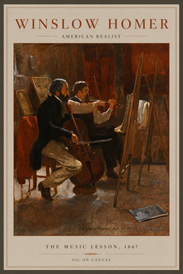 Winslow Homer The Music Lesson, 1867 No6 - Plakat