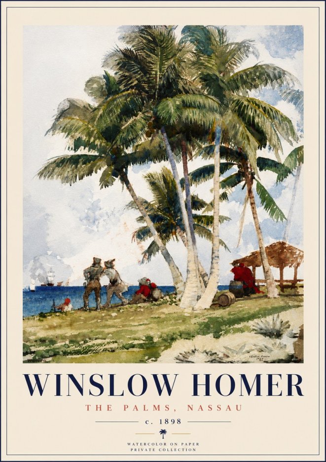 Winslow Homer The Palms, Nassau No4 - Plakat