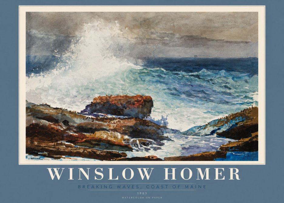 Winslow Homer Breaking Waves, Coast of Maine No2 - Plakat
