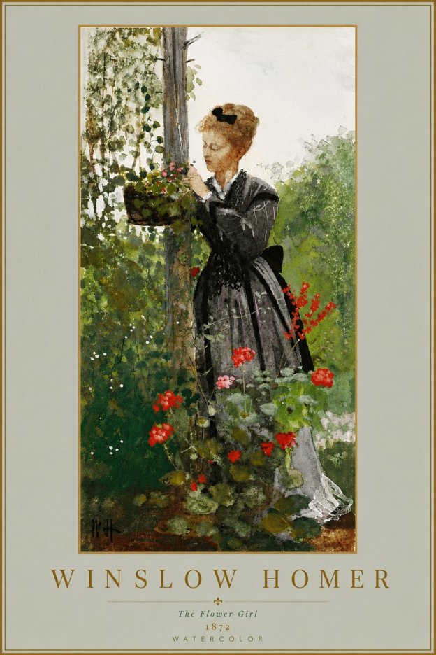 Winslow Homer The Flower Girl No5 - Plakat