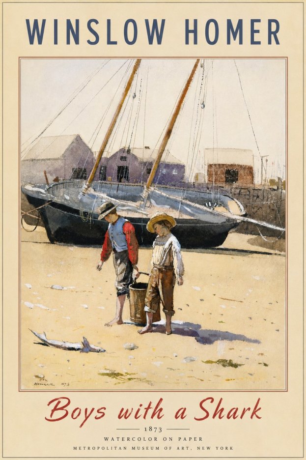 Winslow Homer Boys with a Shark No2 - Plakat