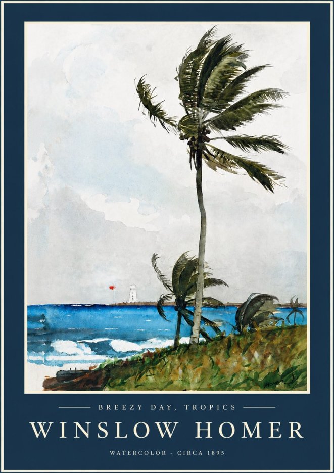 Winslow Homer Breezy Day, Tropics No2 - Plakat