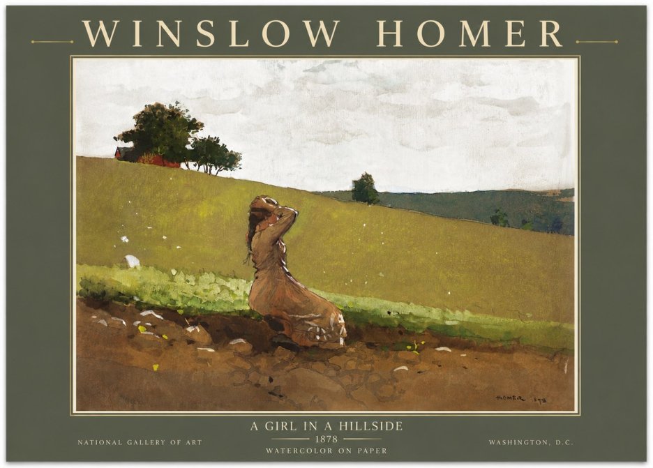 Winslow Homer A Girl in a Hillside No5 - Plakat