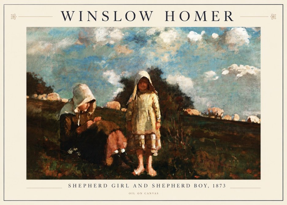 Winslow Homer Shepherd Girl and Shepherd Boy, 1873 No3 - Plakat