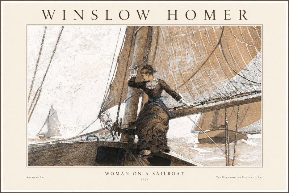 Winslow Homer Woman on a Sailboat No1 - Plakat