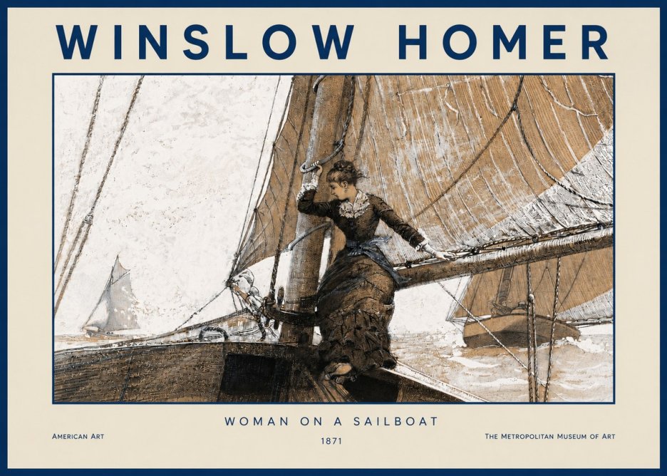 Winslow Homer Woman on a Sailboat No2 - Plakat