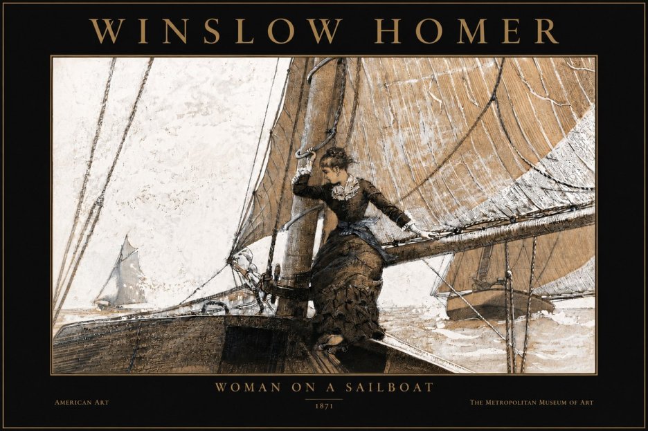 Winslow Homer Woman on a Sailboat No3 - Plakat