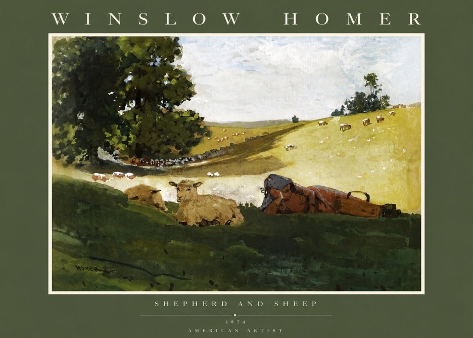 Winslow Homer Shepherd and Sheep No2 - Plakat
