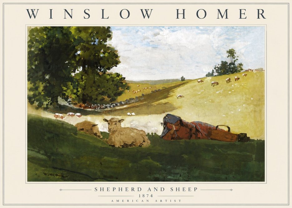 Winslow Homer Shepherd and Sheep No5 - Plakat