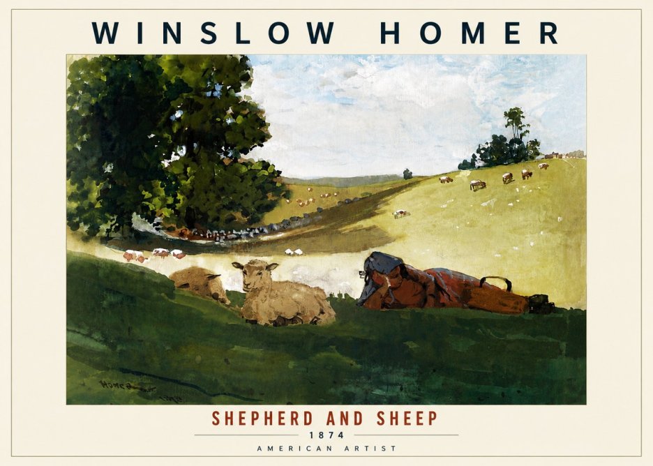 Winslow Homer Shepherd and Sheep No6 - Plakat