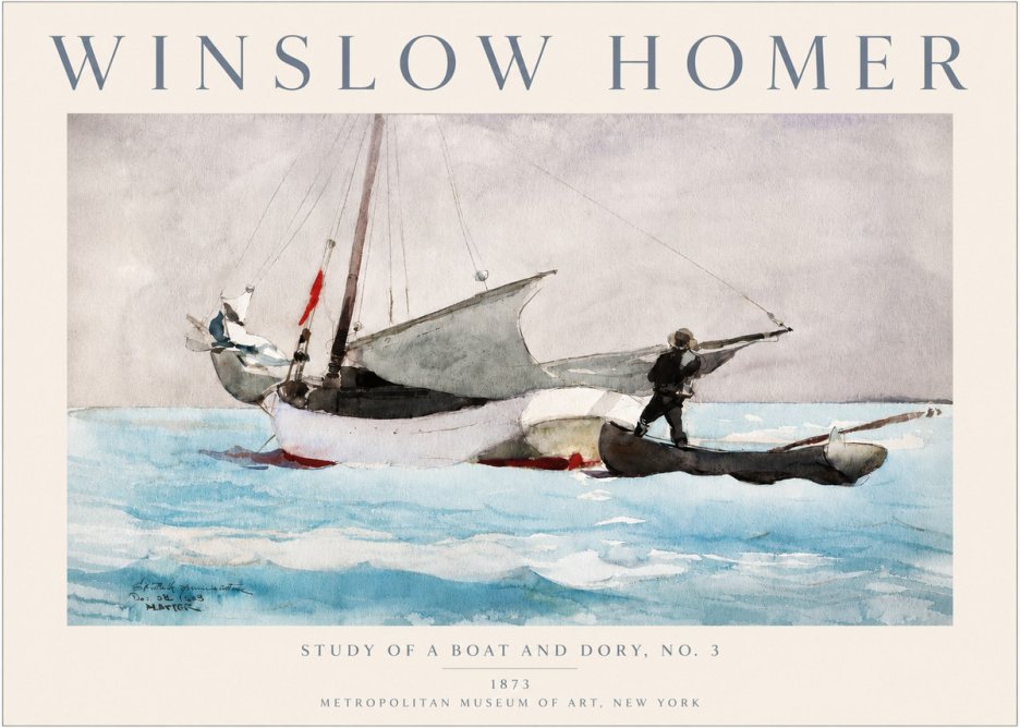 Winslow Homer Study of a Boat and Dory Watercolor, No. 3 No3 - Plakat