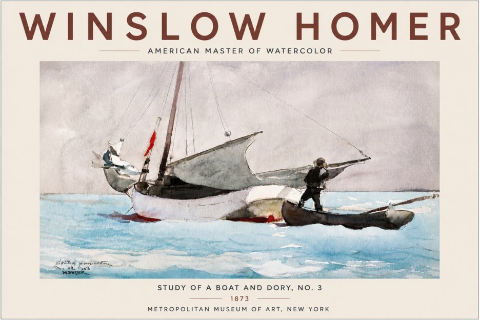 Winslow Homer Study of a Boat and Dory Watercolor, No. 3 No6 - Plakat