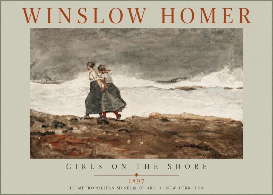 Winslow Homer Girls on the Shore No2 - Plakat