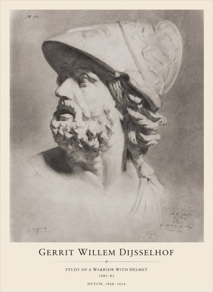 Gerrit Willem Dijsselhof Study of a Warrior with Helmet No1 - Plakat