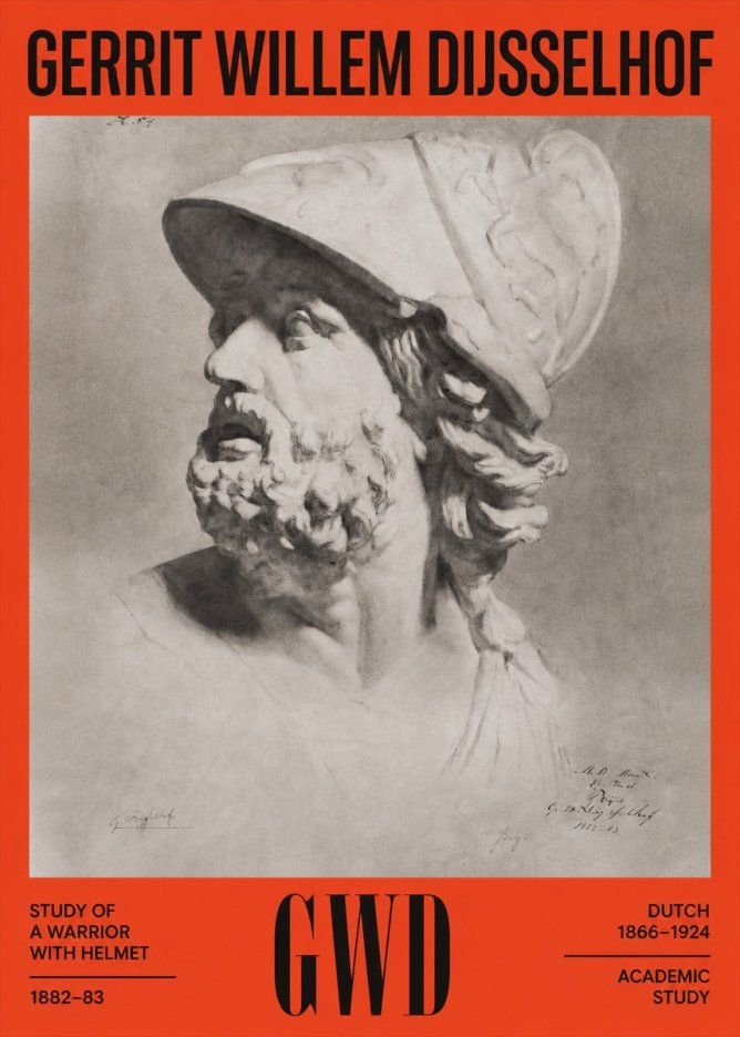 Gerrit Willem Dijsselhof Study of a Warrior with Helmet No2 - Plakat