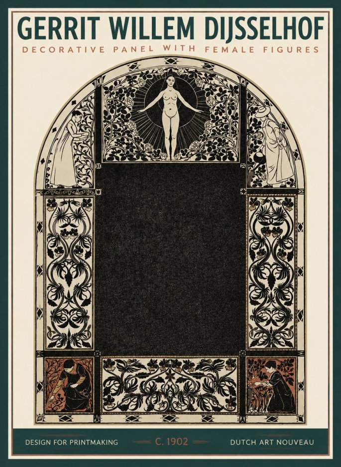 Gerrit Willem Dijsselhof Ornamental Composition with Figures No3 - Plakat