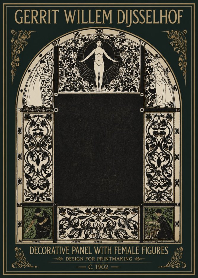 Gerrit Willem Dijsselhof Ornamental Composition with Figures No5 - Plakat