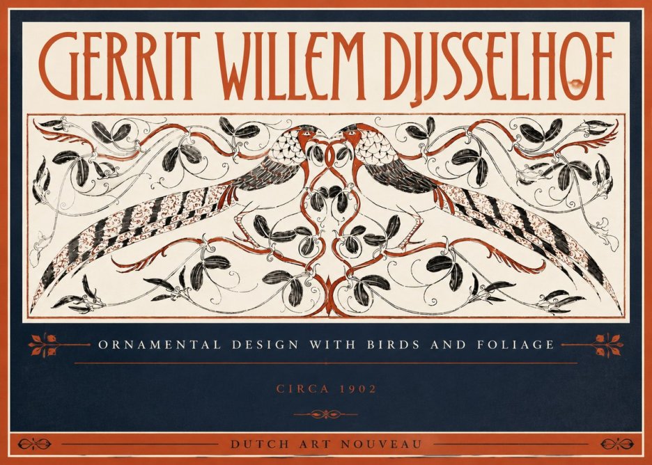 Gerrit Willem Dijsselhof Ornamental Design with Birds and Foliage No5 - Plakat