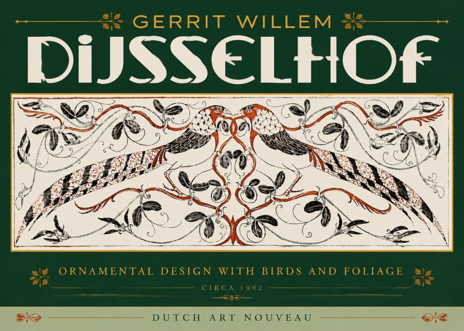 Gerrit Willem Dijsselhof Ornamental Design with Birds and Foliage No6 - Plakat