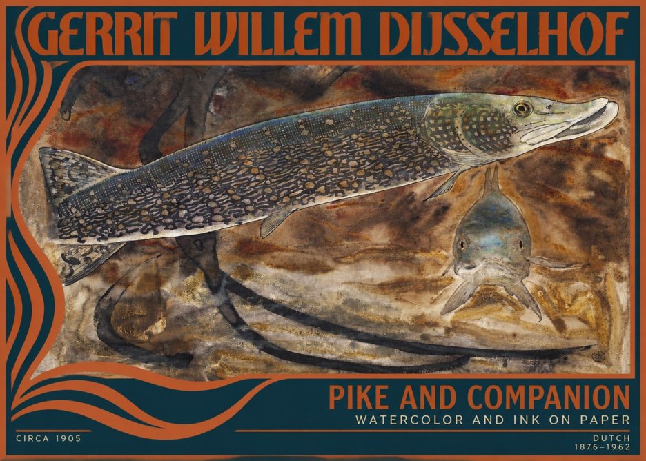 Gerrit Willem Dijsselhof Pike and Carp No4 - Plakat