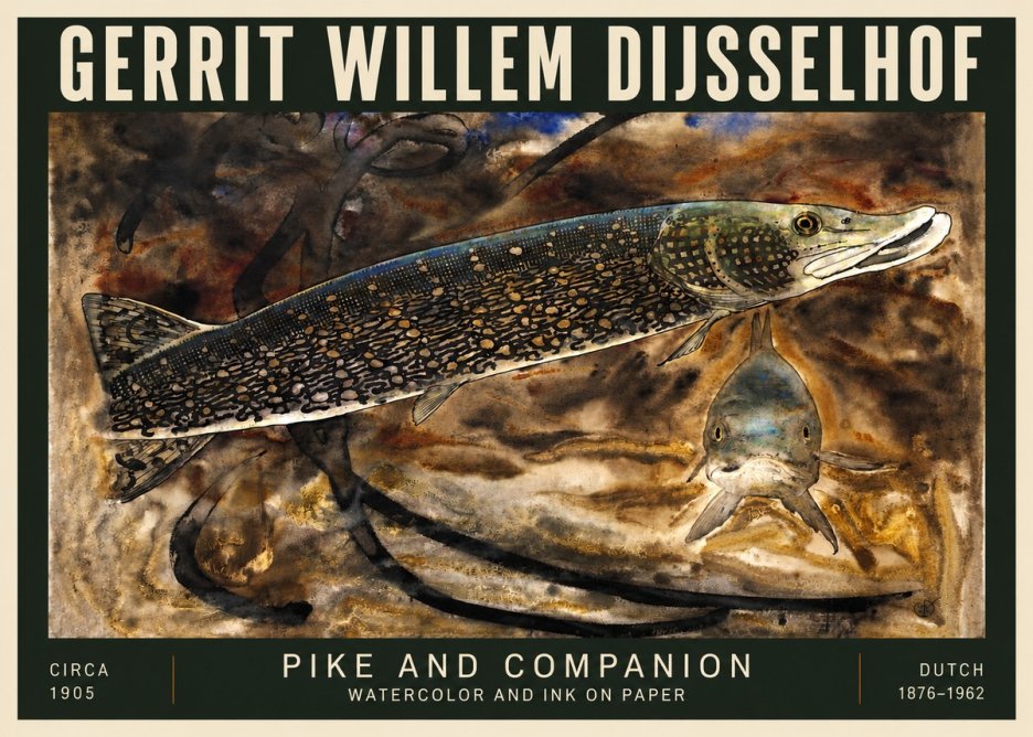 Gerrit Willem Dijsselhof Pike and Carp No5 - Plakat