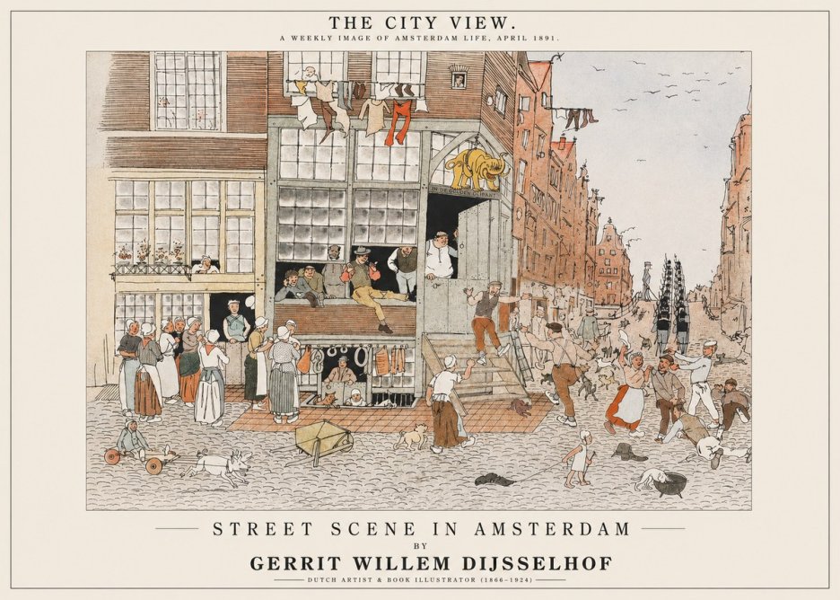 Gerrit Willem Dijsselhof Street Scene in Amsterdam No1 - Plakat