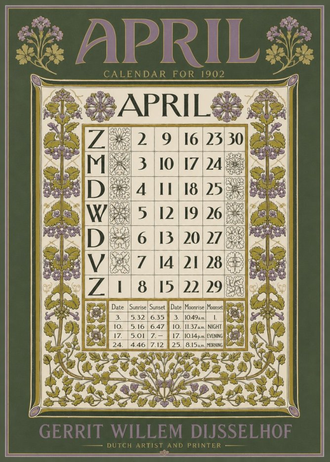 Gerrit Willem Dijsselhof April No5 - Plakat