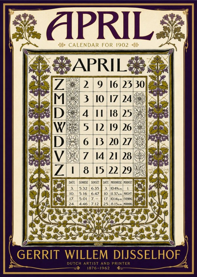 Gerrit Willem Dijsselhof April No6 - Plakat