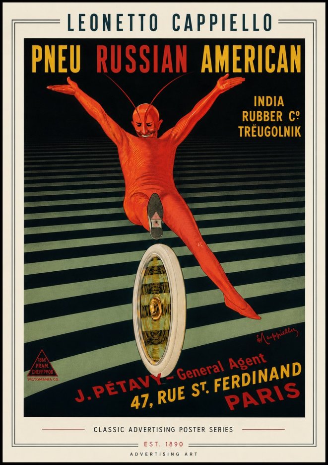 Leonetto Cappiello Pneu Russian American No6 - Plakat