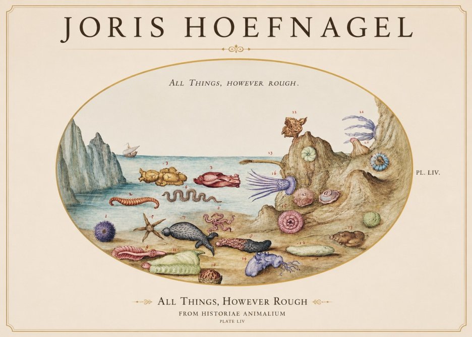 Joris Hoefnagel Totvs Echinvs Asper. Plate Liv No2 - Plakat